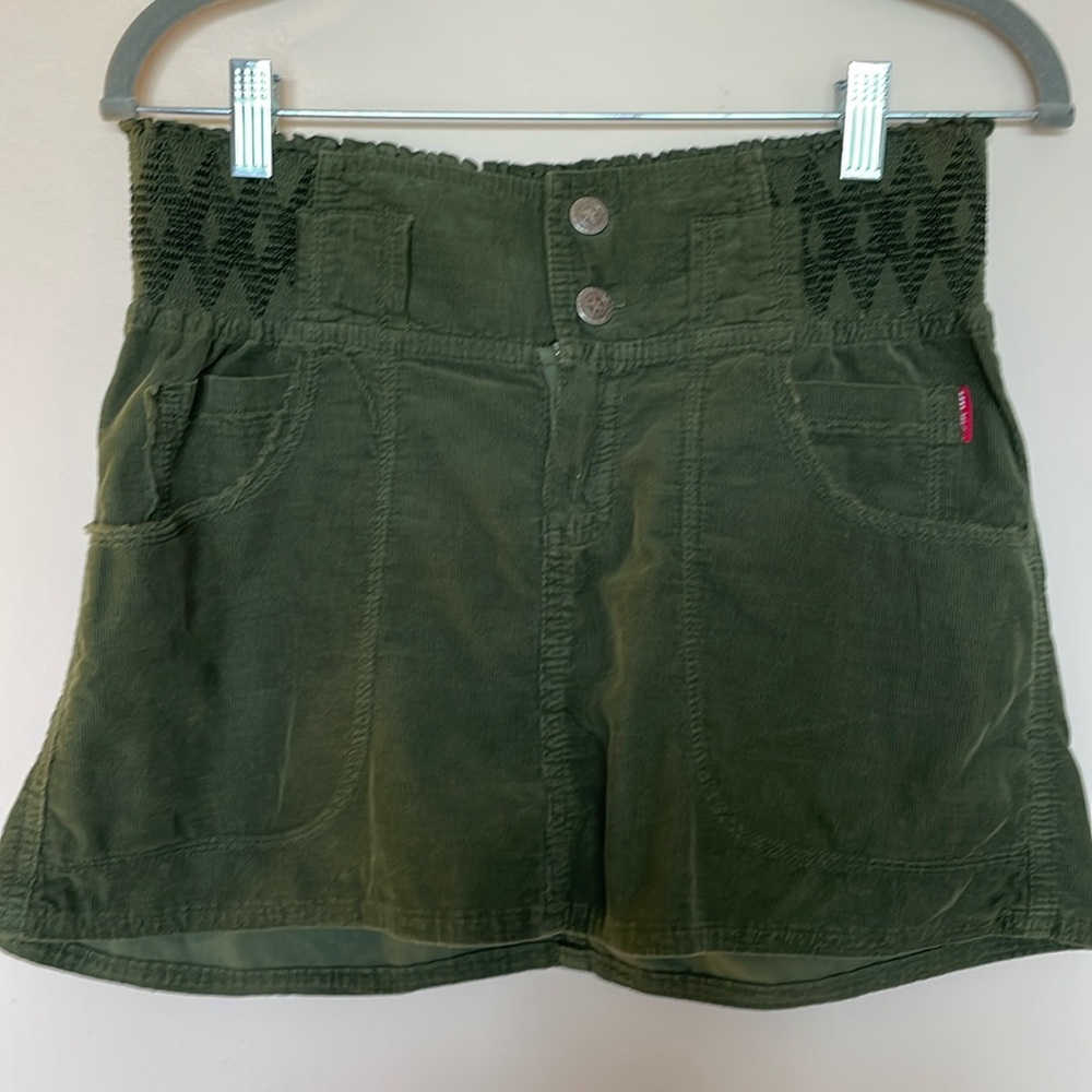 Green Corduroy Mini Shirt by Hard Tail, Size Small